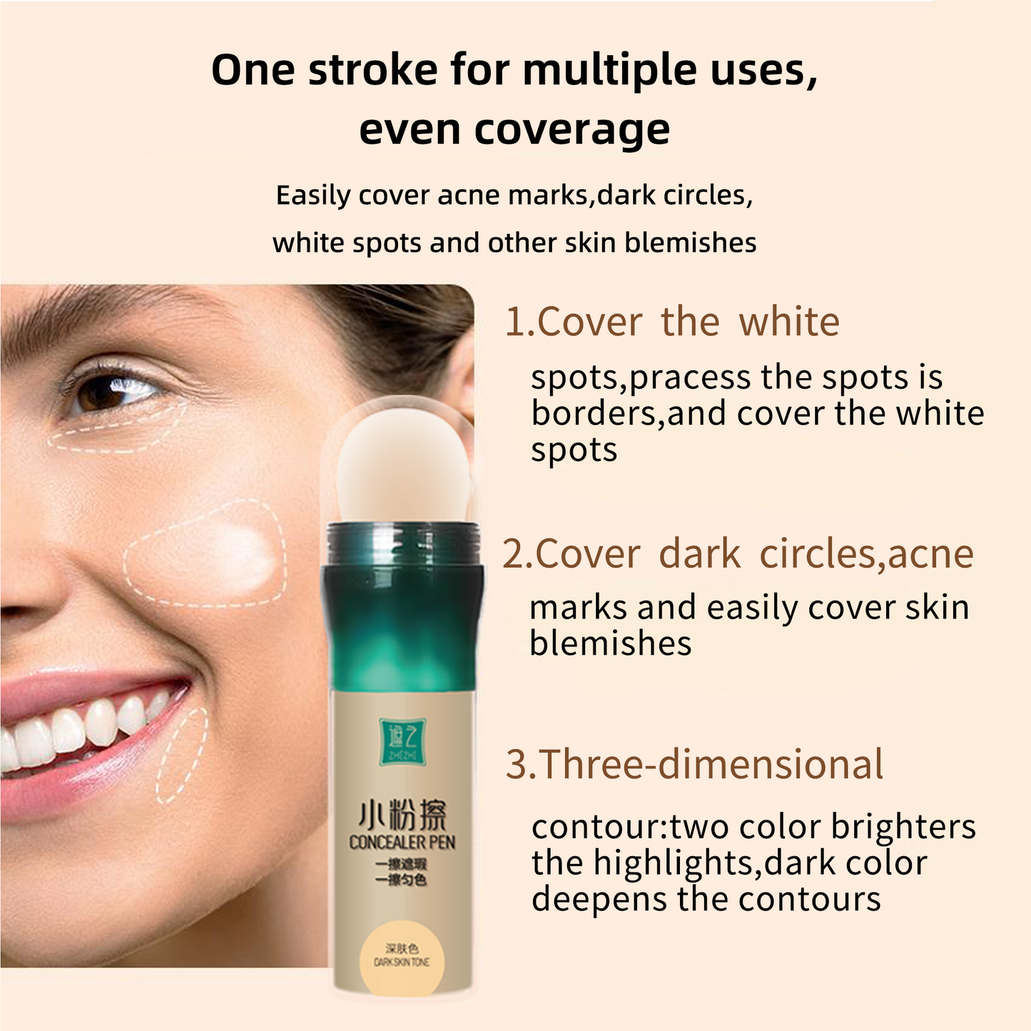 ZHEZHI Flawless Eraser – Edge-Blending & Refining Stick for Vitiligo, Scars & Skin Imperfections